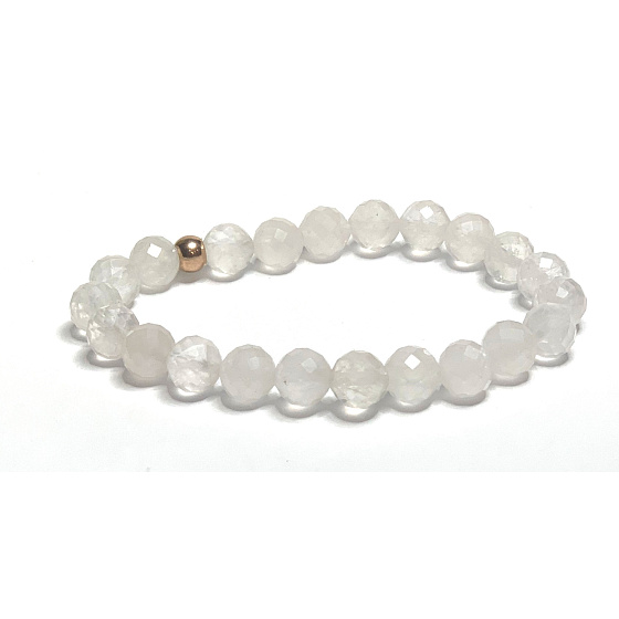Rose facet bracelet elastic natural stone, ball 8 mm / 16-17 cm, love stone