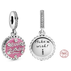 Sterling Silver 925 Birthday Cake Pink, Birthday Bracelet Pendant