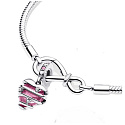 Charm Sterling silver 925 Pink Murano glass heart, love bracelet pendant
