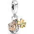Sterling silver 925 Trio of luck, horseshoe, four-leaf clover, ladybug 3in1, bracelet pendant, animal