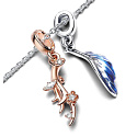 Charm Sterling silver 925 Feather Pendant 2in1, animal bracelet pendant