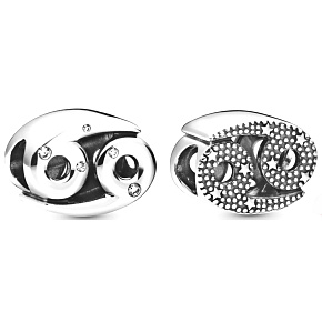 Charm Sterling silver 925 Zodiac sign Sparkling Cancer, bead for bracelet Charm Sterling silver 925 Zodiac sign Sparkling Cancer, bead for bracelet