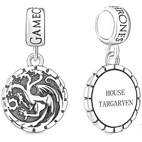 Charm Sterling silver 925 Game of Thrones coat of arms of Targarien, pendant on a movie bracelet