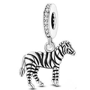 Charm Sterling Silver 925 Zebra Horse in Pajamas, Animal Bracelet Pendant