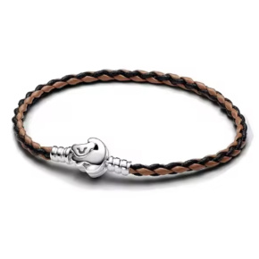 Pletený náramek pro přívěsky charm – černo-hnědý 19 cm