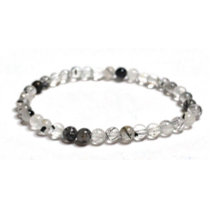 Crystal with Tourmaline bracelet elastic natural stone, bead 5 mm / 16 - 17 cm, stone stones