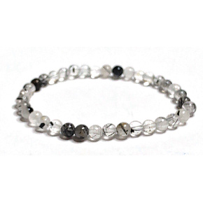 Crystal with Tourmaline bracelet elastic natural stone, bead 5 mm / 16 - 17 cm, stone stones