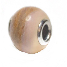 Jasper pendant round natural stone 14 mm, hole 4,2 mm 1 piece, stone of positive energy
