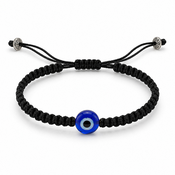 Blue eye bracelet woven black cord