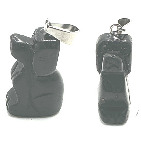 Onyx Dog pendant natural stone, hand cut figurine 1,8 x 2,5 x 8 mm, life force stone