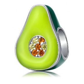 Sterling silver 925 Exotic avocado, bead for bracelet, food and drink