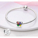 Sterling silver 925 Heart prints - family - today, tomorrow and forever, bead on bracelet family