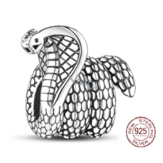 Charm Sterling silver 925 Cobra snake, bead on bracelet animal Charm Sterling silver 925 Cobra snake, bead on bracelet animal