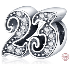 Charm Sterling silver 925, 23 anniversary, bead for bracelet