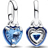 Charm Sterling silver 925 Blue Heart - Mini medallion, love bracelet pendant