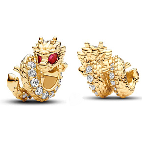 Charm Sterling silver 925 Chinese Year of the Dragon, bead on bracelet sign