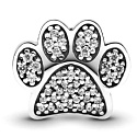 Charm Sterling silver 925 paw print, bead on bracelet pet