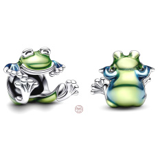 Charm Sterling silver 925 Climbing frog, bead on bracelet animal
