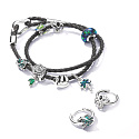 Charm Sterling silver 925 Tropical Plant Monstera, bead on bracelet plant