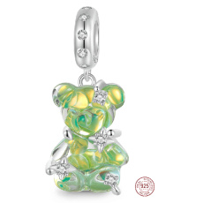 Charm Sterling Silver 925 Bear Green Fantastic Dream, Animal Bracelet Pendant