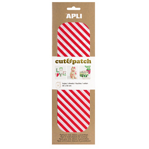 Apli Cut & Patch paper for napkin technique Red and white stripes 30 x 50 cm 3 pieces