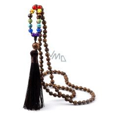 108 Mala 7 chakra necklace, wooden beads meditation rosary, tassel 8,5 cm, bead 6 mm 108 Mala 7 chakra necklace, wooden beads meditation rosary, tassel 8,5 cm, bead 6 mm