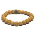 Lava yellow with royal mantra Om, bracelet elastic natural stone, ball 8 mm / 16-17 cm, born of the four elements