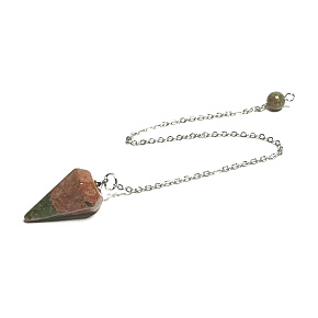 Unakit pendulum natural stone 2,5 cm + 18 cm chain with bead, stone of personal growth and vision