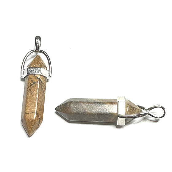 Tiger eye pendulum hexagon pendant natural stone 41 x 13 mm, stone of sun and earth, brings luck and wealth