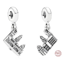 Sterling silver 925 Prague Charles Bridge, travel bracelet pendant