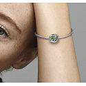 Charm Sterling silver 925 Infinity circle of eternity August bright green, bead for bracelet