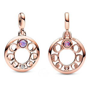 Charm Sterling Silver 925 Moon Phase - Mini Medallion, Bracelet Pendant, Space