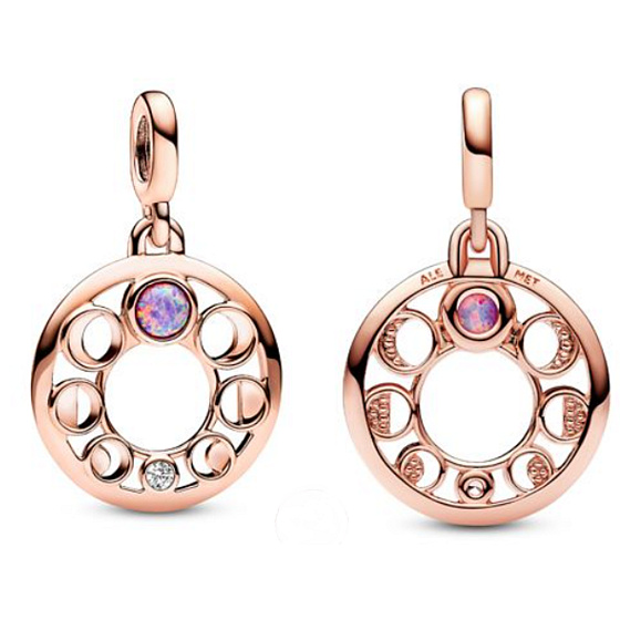 Charm Sterling Silver 925 Moon Phase - Mini Medallion, Bracelet Pendant, Space