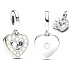 Charm Sterling silver 925 Pearl white heart 2in1, pendant for bracelet family