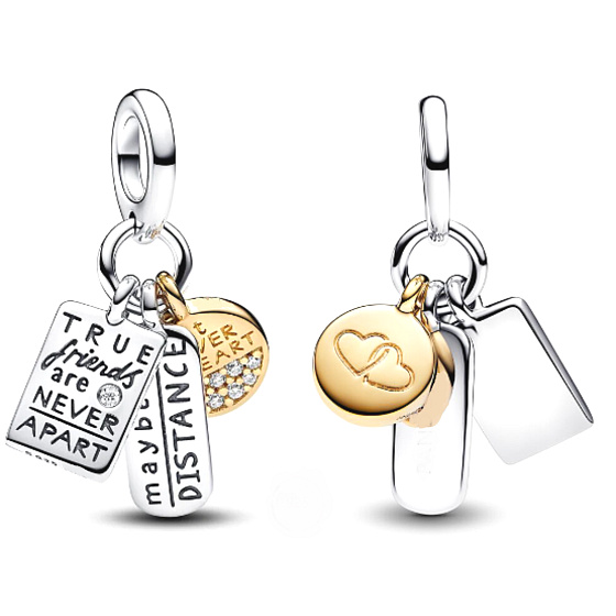 Charm Sterling Silver 925 Friendship 3-in-1, pendant for friendship bracelet