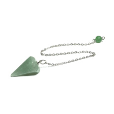 Aventurine green pendulum natural stone 2,5 cm + 18 cm chain with bead, lucky stone