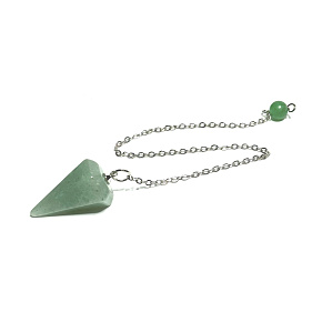 Aventurine green pendulum natural stone 2,5 cm + 18 cm chain with bead, lucky stone