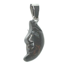 Obsidian Moka Moon pendant natural stone, hand cut figurine 2,2 x 10 mm, rescue stone Obsidian Moka Moon pendant natural stone, hand cut figurine 2,2 x 10 mm, rescue stone