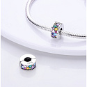 Charm Sterling silver 925 Garden of Eden colored cubic zirconia, stopper, clip bead on bracelet symbol