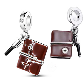 Sterling silver 925 Diary and pen, 3in1 pendant on bracelet interests