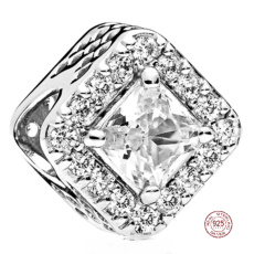 Charm Sterling silver 925 Geometric glow bead on bracelet symbol