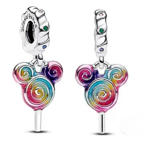 Charm Sterling silver 925 Disney Mickey/Minnie Mouse Lolly Head, movie bracelet pendant Charm Sterling silver 925 Disney Mickey/Minnie Mouse Lolly Head, movie bracelet pendant