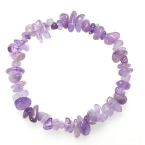 Amethyst Lavender bracelet elastic chopped natural stone 19 cm, stone of kings and bishops