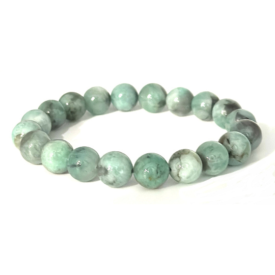 Emerald bracelet natural stone, ball 9 - 9,8 mm / 16 - 17 cm, truth - love - happiness - prosperity - creativity