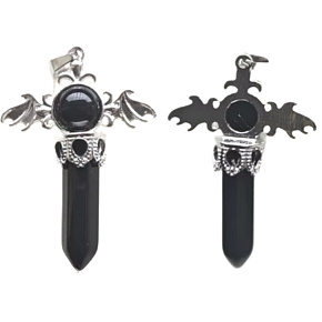 Black agate cross made of alloy and natural stone 5.3 x 3.7 x 12 mm, provides courage and strength, Black agate cross made of alloy and natural stone 5.3 x 3.7 x 12 mm, provides courage and strength,