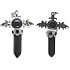 Black agate cross made of alloy and natural stone 5.3 x 3.7 x 12 mm, provides courage and strength,