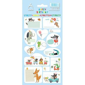 Arch Household stickers, for gifts Happy Birthday blue 14 labels