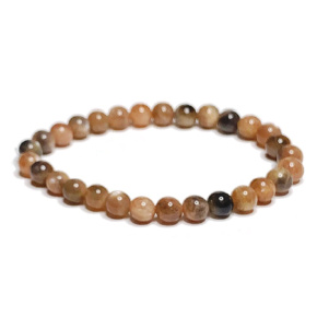 Moonstone black bracelet elastic natural stone, ball 6 mm / 16-17 cm, stone of destiny