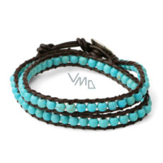 Tyrkenite leather black bracelet natural stone wrapping 2 strands hand knitted bead 6 mm / 35 cm, stone of young people looking for life purpose Tyrkenite leather black bracelet natural stone wrapping 2 strands hand knitted bead 6 mm / 35 cm, stone of young people looking for life purpose