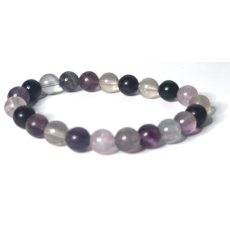 Fluorite purple-clear bracelet elastic natural stone, ball 8 mm / 16-17 cm, stone of geniuses